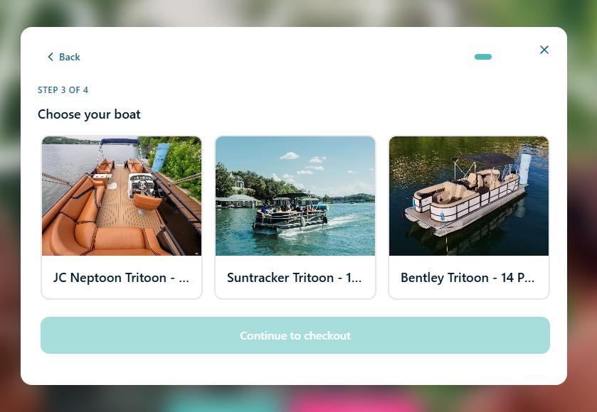 Slipstack inventory picker for timed recreational units — boats, skis, and similar gear on one checkout